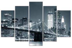 Obraz na plátně Brooklynský most černobílý - 5 dílný Rozměry: 100 x 70 cm