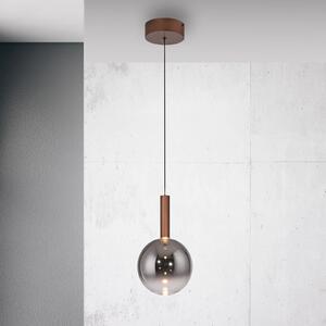 Paul Neuhaus LED závěsné světlo Bowl, Ø 20 cm, hnědá/šedá, stmívatelný, Hnědá / rez, Obývací pokoj / jídelna, Sklo, Moderní