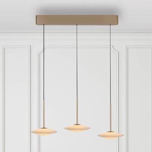 Paul Neuhaus LED závěsné světlo Elipsa, 3-ramenné, bílé/bronzové, stmívatelný, Bronz / starožitná mosaz, Obývací pokoj / jídelna, Sklo