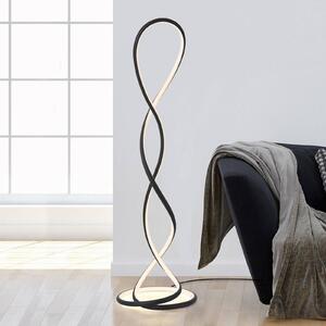 Paul Neuhaus LED stojací lampa Twist, černá, výška 143 cm, stmívatelný, Černá, Obývací pokoj / jídelna, Hliník, Moderní