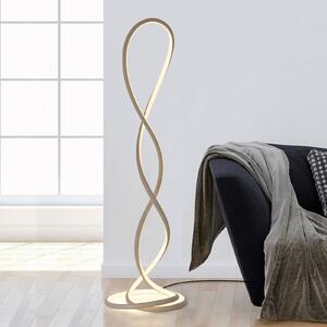 Paul Neuhaus LED stojací lampa Twist, písková barva, výška 143 cm, stmívatelný, Krémová / jantar, Obývací pokoj / jídelna, Hliník, Moderní