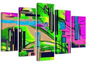 Obraz na plátně Abstraktní krajina - 5 dílný Rozměry: 100 x 70 cm