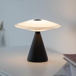 Paul Neuhaus LED stolní lampa Elipsa, bílá/černá, stmívatelné, stmívatelný, Bílá / opál, Obývací pokoj / jídelna, Sklo