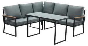KONDELA Zahradní set, černá/šedá, FARLY