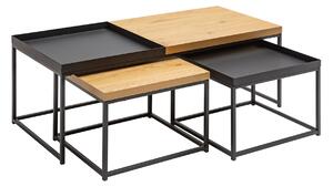 Konferenční stolek Loft set 3ks dubového vzhledu Invicta Interior