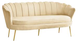 KONDELA Luxusní pohovka, 3-sed, béžová Velvet látka/zlatá, Art-deco, NOBLEO TYP 2