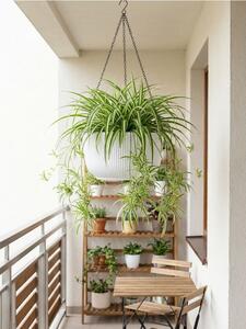 Sinsay - Rýhovaný závěsný květináč - bílá
