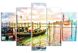 Obraz na plátně Procházka v Benátkách - 5 dílný Rozměry: 100 x 70 cm