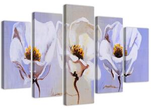 Obraz na plátně Tři květiny - 5 dílný Rozměry: 100 x 70 cm