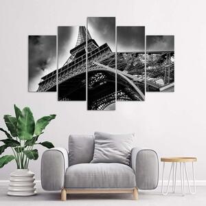 Obraz na plátně Eiffelova věž v oblacích - 5 dílný Rozměry: 100 x 70 cm