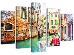 Obraz na plátně Výlet do Benátek - 5 dílný Rozměry: 100 x 70 cm