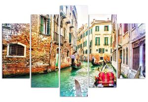 Obraz na plátně Výlet do Benátek - 5 dílný Rozměry: 100 x 70 cm