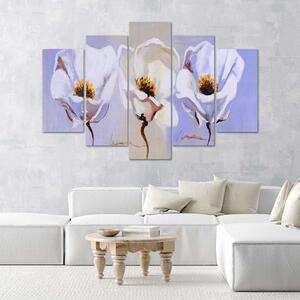 Obraz na plátně Tři květiny - 5 dílný Rozměry: 100 x 70 cm