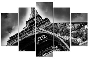 Obraz na plátně Eiffelova věž v oblacích - 5 dílný Rozměry: 100 x 70 cm