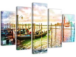 Obraz na plátně Procházka v Benátkách - 5 dílný Rozměry: 100 x 70 cm