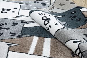 Makro Abra Dětský kusový koberec FUN Kočičky šedý Rozměr: 80x150 cm