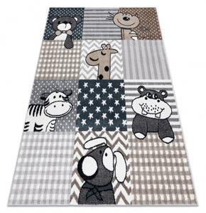 Makro Abra Dětský kusový koberec FUN Zvířátka šedý Rozměr: 80x150 cm