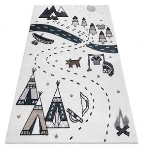 Makro Abra Dětský kusový koberec FUN Indiánská vesnice krémový Rozměr: 80x150 cm