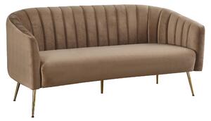 KONDELA Designový 3-sed, hnědá Velvet látka/gold chrom-zlatý, BAGY