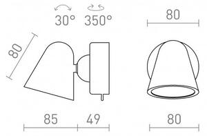 STIG nástěnná černá 230V LED 5.6W 34° 3000K - RED - DESIGN RENDL