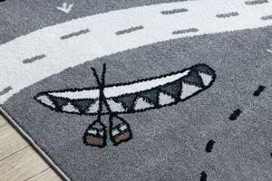 Makro Abra Dětský kusový koberec FUN Indiánská vesnice šedý Rozměr: 80x150 cm