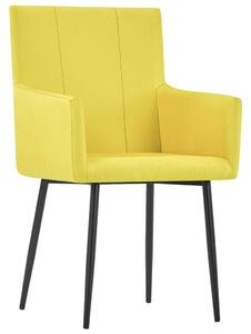 Jídelní židle s područkami 4 ks žluté textil
