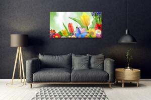 Obraz na skle Motýl Květiny Příroda 100x50 cm