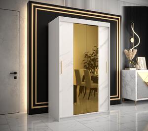 Šatní skříň Abi Golden T1 Barva korpusu: Černá, Rozměry: 100 cm, Dveře: Bílý Marmur + zlaté zrcadlo