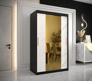 Šatní skříň Abi Golden T1 Barva korpusu: Bílá, Rozměry: 100 cm, Dveře: Černý Marmur + zlaté zrcadlo