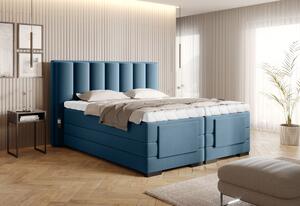 Box spring postel Eva 160x200, modrá Savoi, elektrické polohování