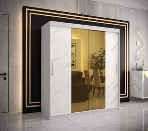 Šatní skříň Abi Golden T1 Barva korpusu: Bílá, Rozměry: 180 cm, Dveře: Bílý Marmur + zlaté zrcadlo