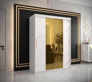 Šatní skříň Abi Golden T1 Barva korpusu: Černá, Rozměry: 100 cm, Dveře: Bílý Marmur + zlaté zrcadlo