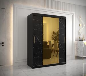 Šatní skříň Abi Golden T1 Barva korpusu: Bílá, Rozměry: 100 cm, Dveře: Černý Marmur + zlaté zrcadlo