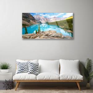 Obraz na skle Hory Jezero Příroda 120x60 cm