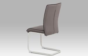 Jídelní židle pohupovací v kombinaci imitace kůže cappuccino a broušeného nerezu HC-393 CAP