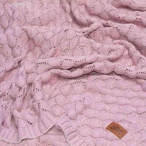 DETEXPOL Pletená bavlněná deka do kočárku pudrově růžová Bavlna, 80/100 cm