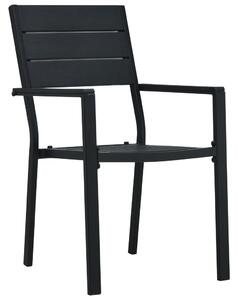 Zahradní židle 2 ks černé HDPE dřevěný vzhled