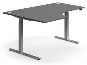 AJ Produkty Výškově nastavitelný stůl FLEXUS, rohový, 1600x1200 mm, stříbrná podnož, šedá