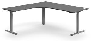 AJ Produkty Výškově nastavitelný stůl FLEXUS, rohový, 2000x2000 mm, stříbrná podnož, šedá