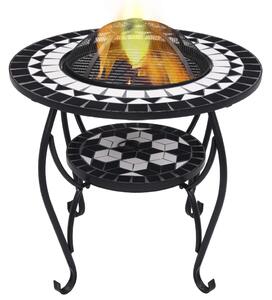 Mozaikový stolek s ohništěm černý a bílý 68 cm keramika