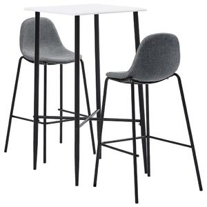 3dílný barový set textil světle šedý