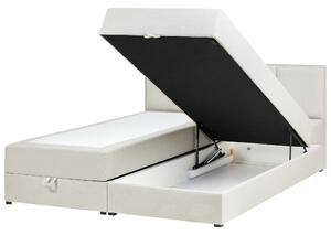 Kontinentální postel s úložným prostorem Tkanina BARONET 180 x 200 cm Krémově bílá