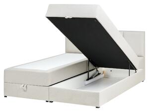 Kontinentální postel s úložným prostorem Tkanina BARONET 160 x 200 cm Krémově bílá