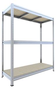 Velký kovový regál Biedrax 60 x 240 x 180 cm, pozink, 3 police OSB 15 mm, nosnost 300 kg na polici