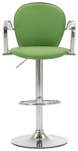 Barová stolička s područkami zelená umělá kůže