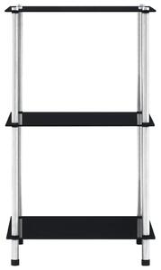 3patrová police černá 40 × 40 × 67 cm tvrzené sklo