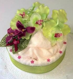 Textilní dort jednopatrový - 2 orchidej