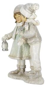 Dekorace vánoční soška děti s lucernou - 13*7*18 cm
