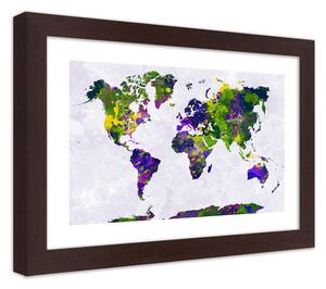 Gario Plakát Malovaná mapa světa Barva rámu: Hnědá, Velikost: 100 x 70 cm