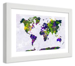 Gario Plakát Malovaná mapa světa Barva rámu: Bílá, Velikost: 100 x 70 cm
